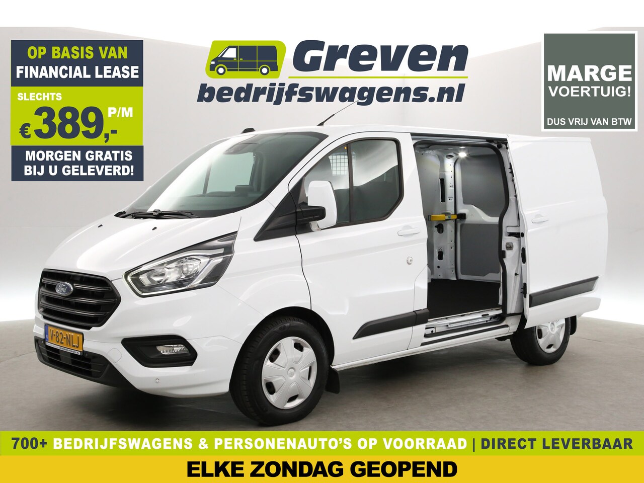 Ford Transit Custom - 280 2.0 TDCI L1H1 | MARGE | Aut. | Airco | Camera | Cruise | 3-Zits | Schuifdeur L+R | Tre - AutoWereld.nl