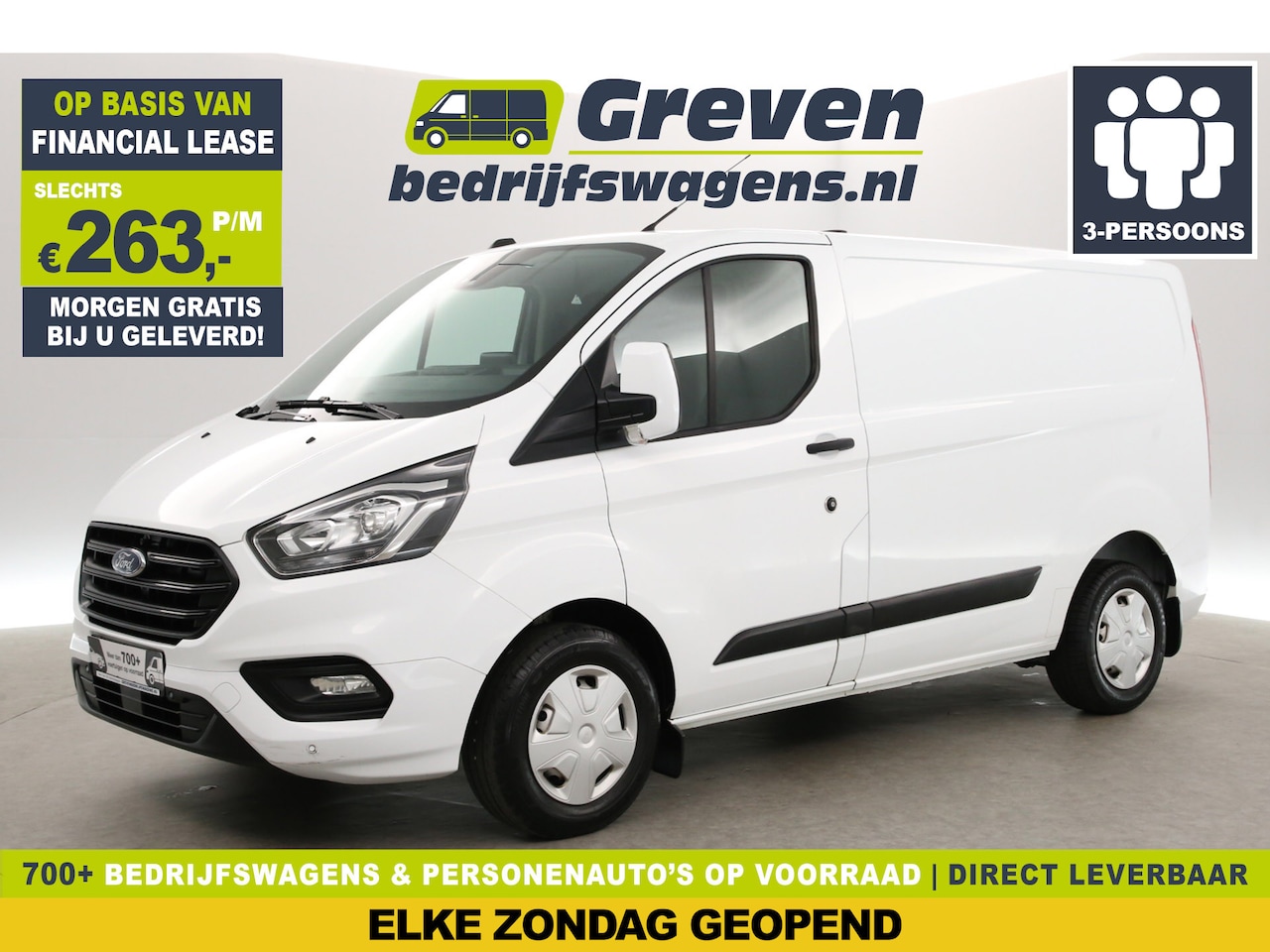 Ford Transit Custom - 2.0 Ecoblue L1H1 | Airco | Cruise | Camera | 3-Zits | Trekh. | Carplay | Parkeersens. - AutoWereld.nl