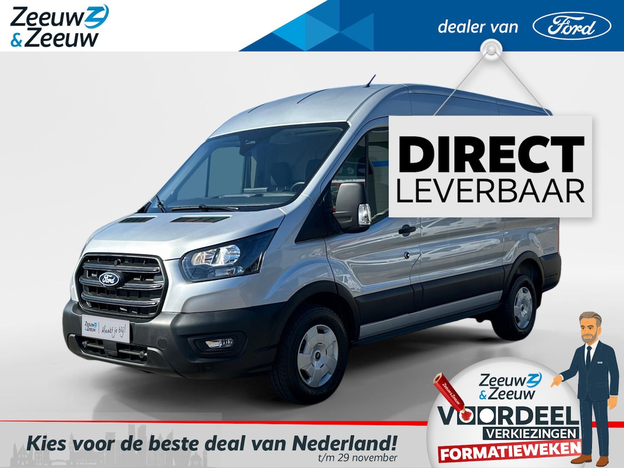 Ford Transit - 350 2.0 TDCI L2H2 Trend | Uit Voorraad Leverbaar | Automaat | Trekhaak | Apple carplay & A - AutoWereld.nl