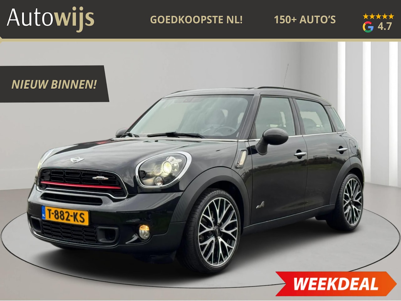 MINI Countryman - Mini 1.6 Cooper S ALL4|JCW|184PK|PANO|H&K|LEDER|XENON|NAVI|PDC|TREKHAAK - AutoWereld.nl