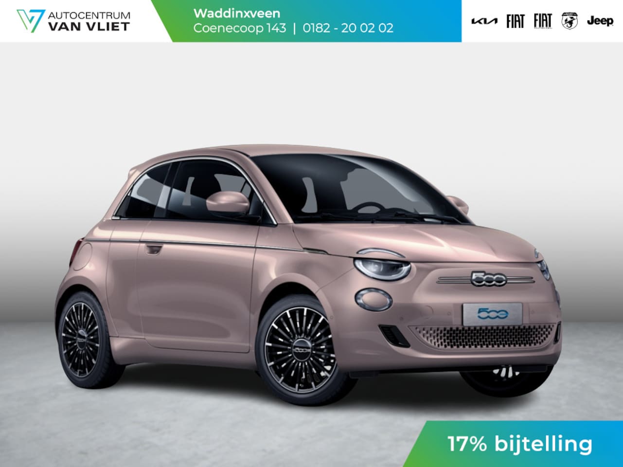 Fiat 500e - 3+1 La Prima 42 kWh | 17% Bijtelling | Clima | Cruise | Leder | 17" | Priv Glass | Winter - AutoWereld.nl