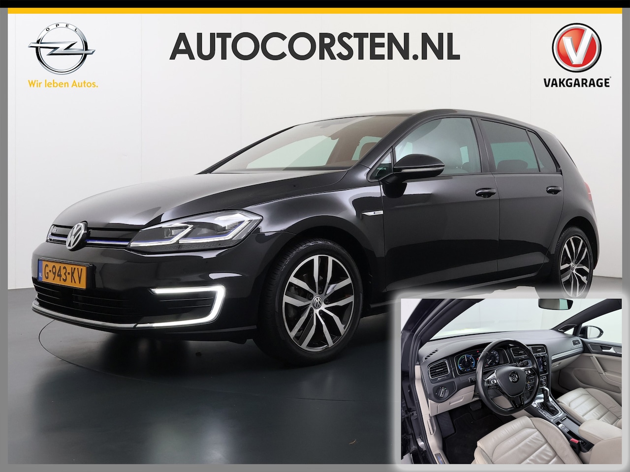 Volkswagen e-Golf - Leer Warmtepomp LED+ Apple Carplay Android Navi Adaptieve-Cr. Digit.Dashb. PDC-v+a DAB 17" - AutoWereld.nl