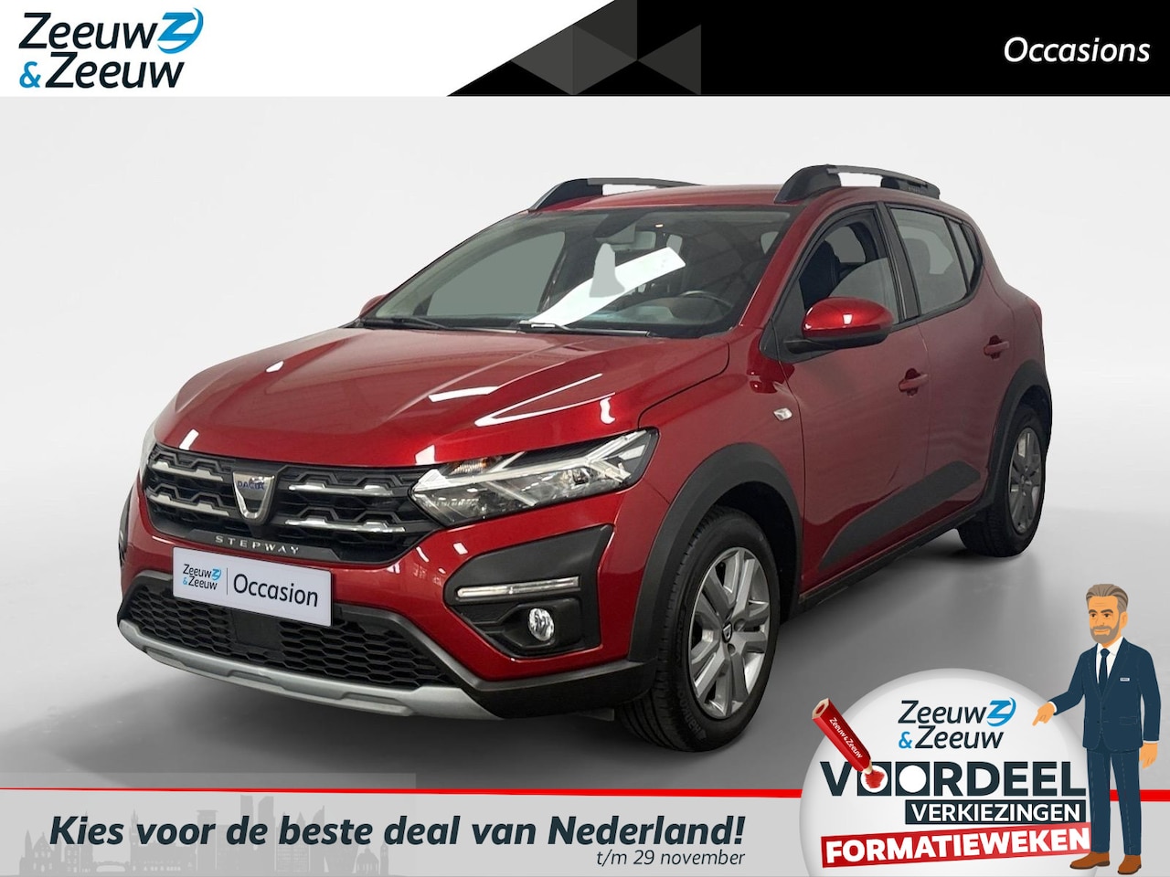 Dacia Sandero - 1.0 TCe 100 Bi-Fuel Essential NAVI AIRCO CRUISE CONTROLE TREKHAAK PARKEERSENSOREN APPLECAR - AutoWereld.nl