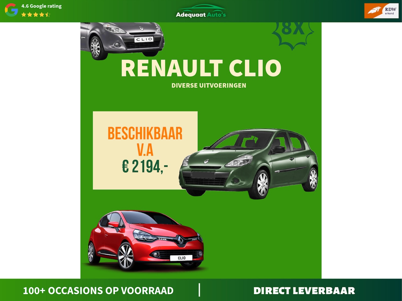 Renault Clio - 1.4-16V 8X Renault Clio op voorraad veel opties - AutoWereld.nl