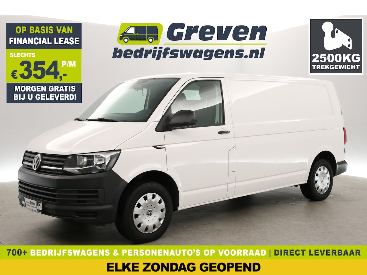 Volkswagen Transporter - 2.0 TDI 150PK L2H1 | Aut. | Airco | Cruise | 3-Zits | Trekh. | Parkeersens. | Stoelverw. - AutoWereld.nl