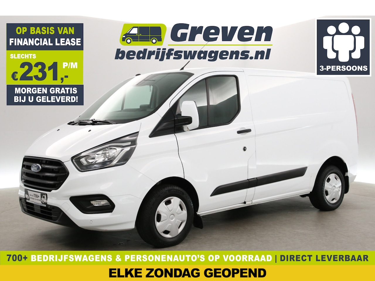Ford Transit Custom - 2.0 TDCI L1H1 | Airco | Cruise | 3-Zits | Trekh. | Carplay | Stoelverw. | Parkeersens. - AutoWereld.nl