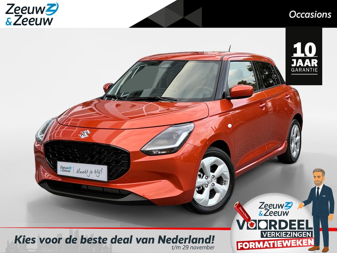 Suzuki Swift - 1.2 Select Smart Hybrid | 10 jr garantie! | Carplay | Navi | Stoelverw. | All-season - AutoWereld.nl