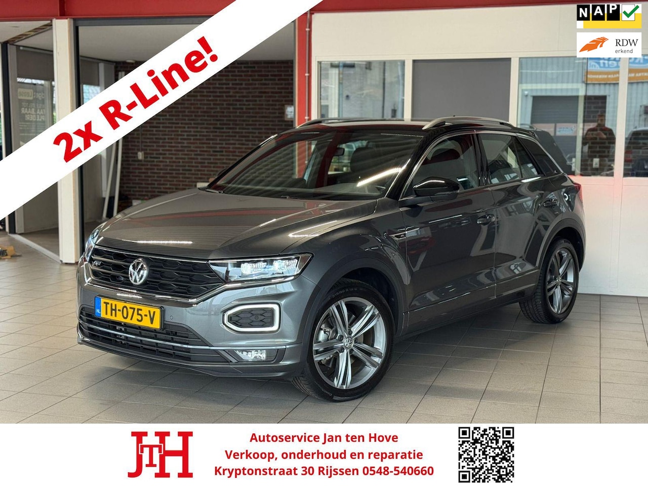 Volkswagen T-Roc - 1.5 TSI R-Line*Sport*NAP*1ste eigenaar*Dealer onderhoud*Trekhaak*Led* - AutoWereld.nl