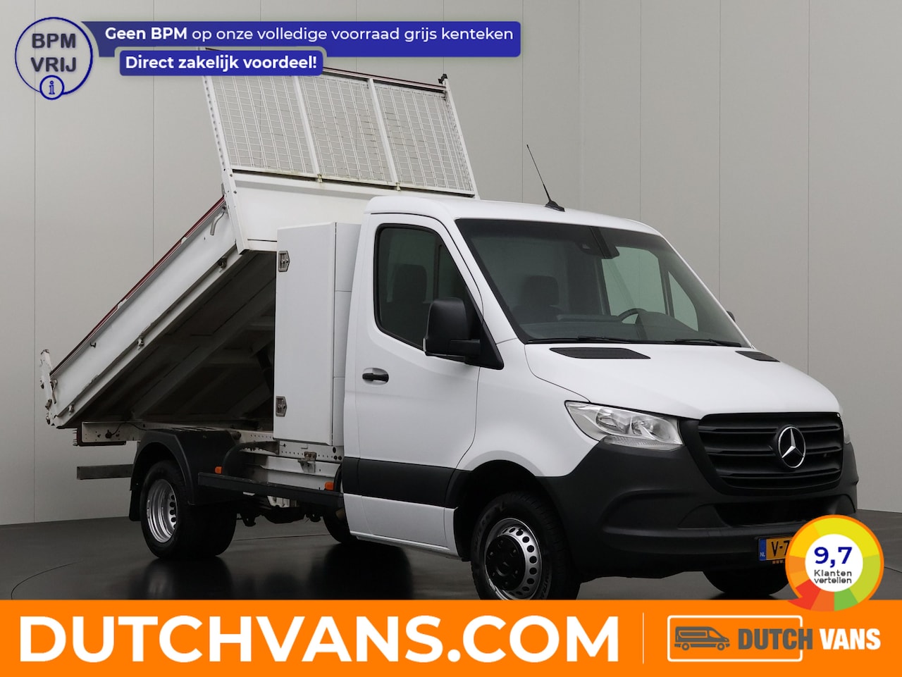Mercedes-Benz Sprinter - 514CDI Kipper | Materiaalkast | 3500Kg Trekhaak | Multimedia | Airco | Cruise | 3-Persoons - AutoWereld.nl