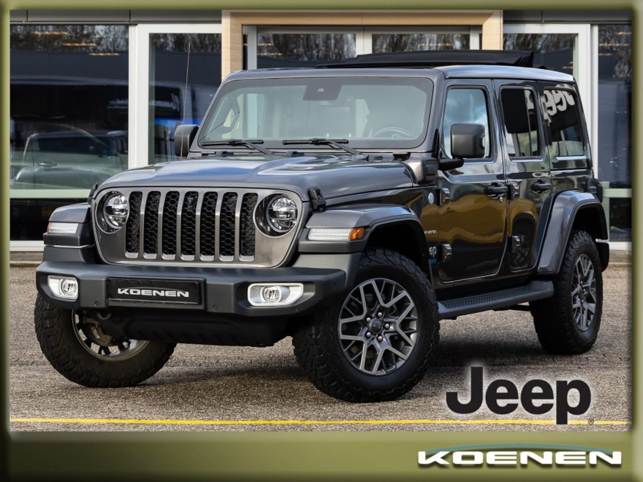 Jeep Wrangler - 4xE 380 4wd Autom. Sahara My Sky Dak CLIMA / LEER / ADAPT. CRUISE - AutoWereld.nl