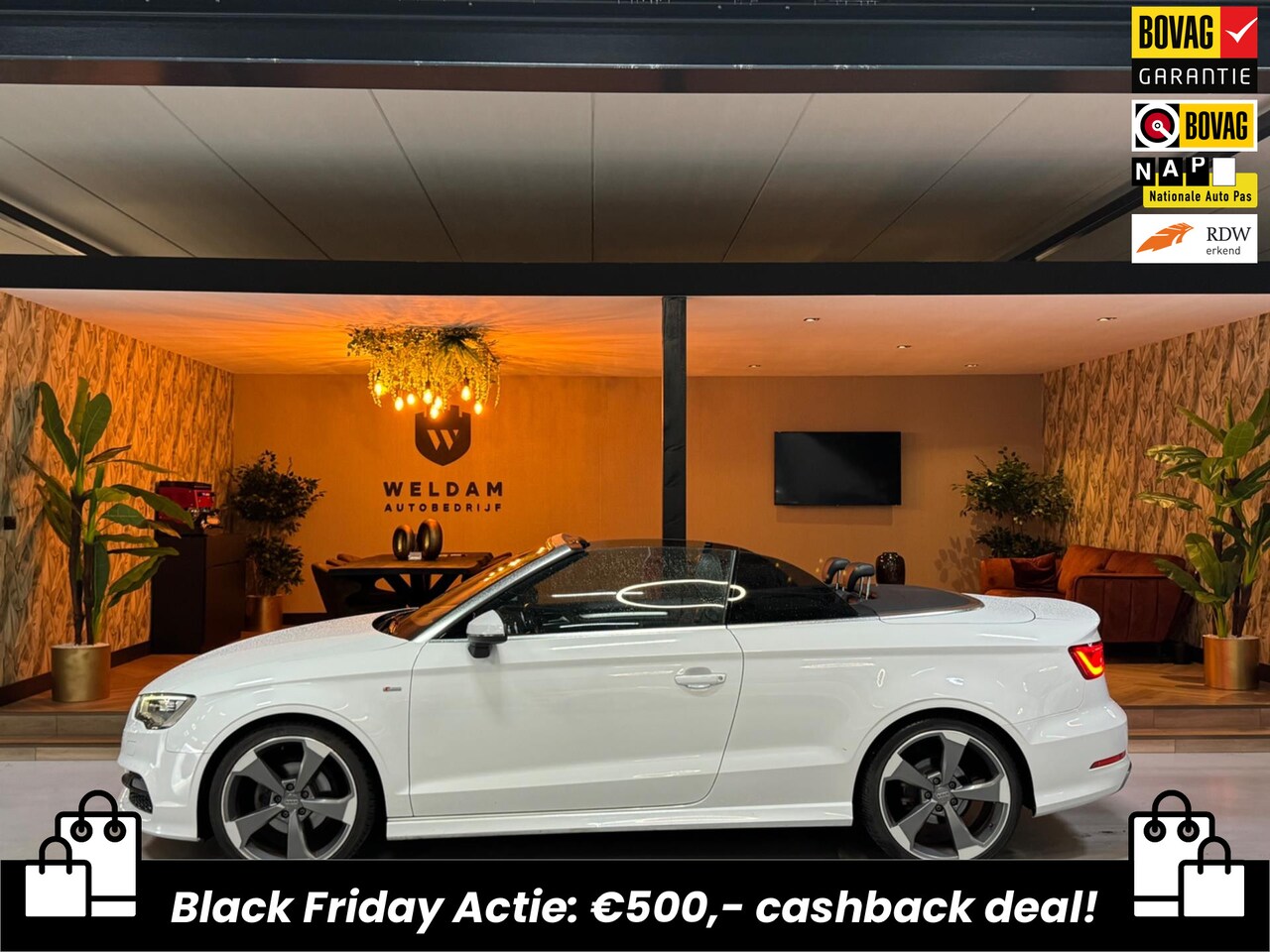 Audi A3 Cabriolet - 1.4 TFSI CoD Ambition Sport Edition NAP Garantie NekVW StoelVW Leder Cruise Navi Clima Led - AutoWereld.nl