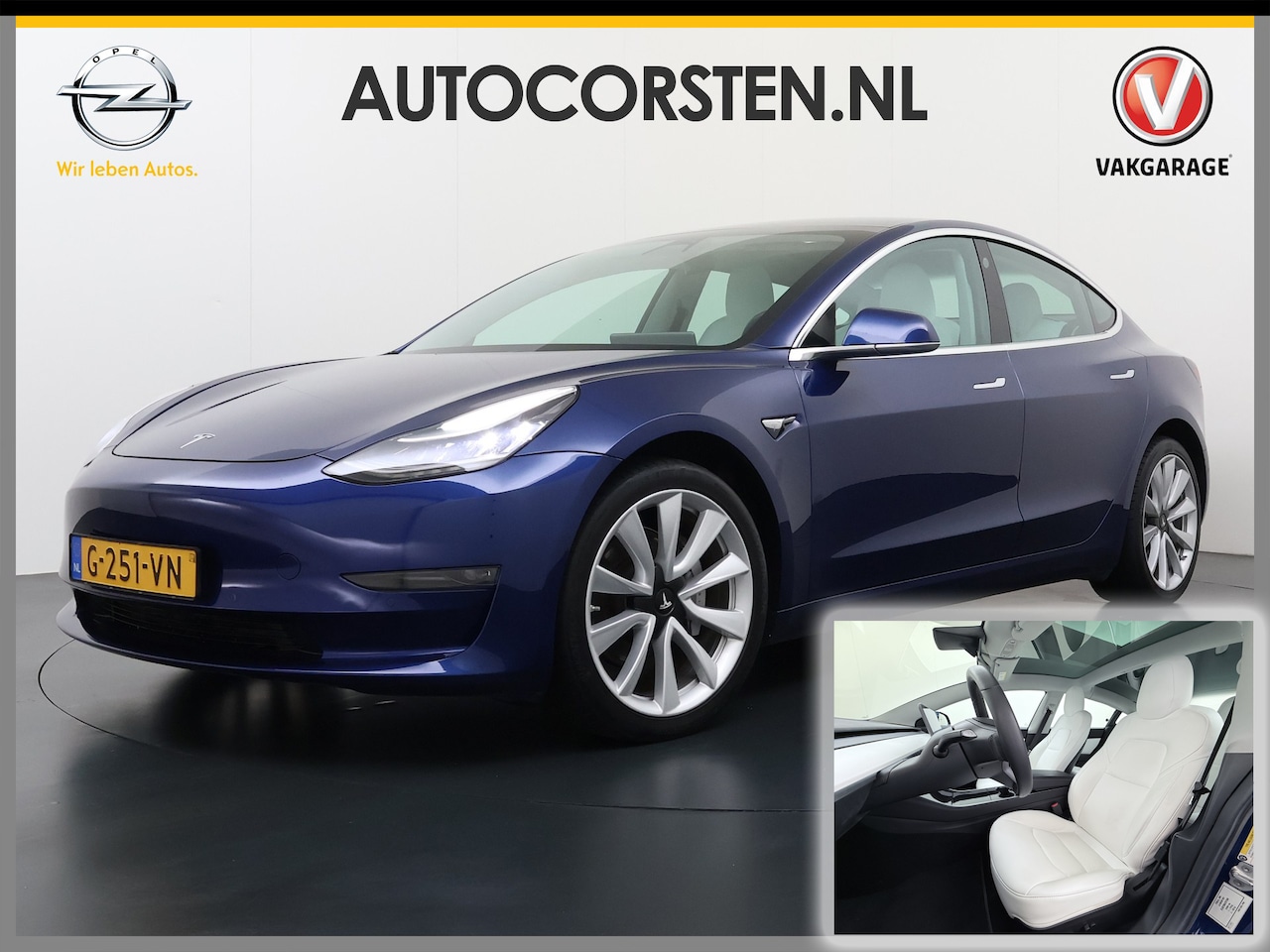 Tesla Model 3 - Long Range RWD Long Range AWD 75kWh 463PK Lmv 19" Ivoor Premium Audio AutoPilot Panoramadak Camera's Leer - AutoWereld.nl