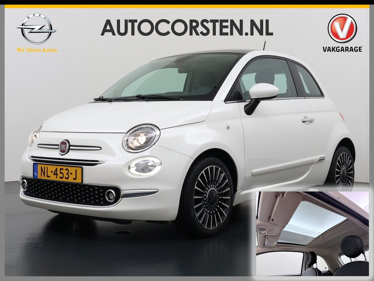 Fiat 500 - 81PK Turbo Pano-dak Navi Ecc Cruise Control Lounge Lmv Led Business Pack Navigatie Pack Pa - AutoWereld.nl