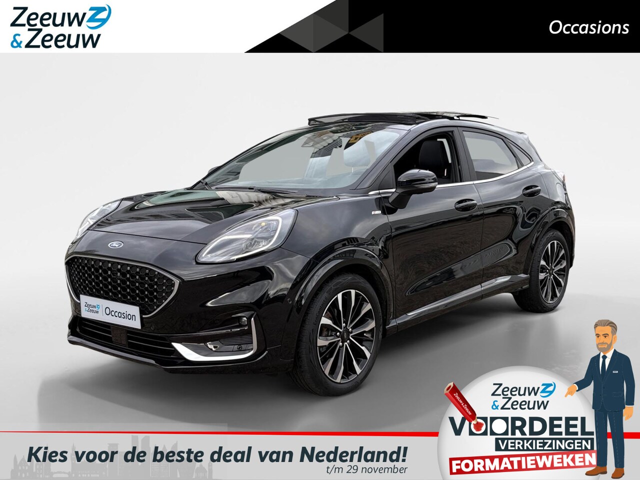 Ford Puma - 1.0 EcoBoost Hybrid ST-Line Vignale | Automaat | Navigatie | Panorama dak | Stoel/Stuur/Vo - AutoWereld.nl