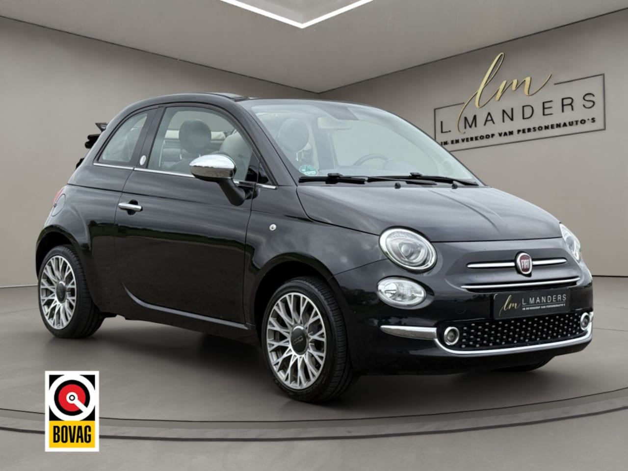 Fiat 500 C - 1.2 Mirror 2019 ZWART | Cabriolet | Climate Control | Apple CarP - AutoWereld.nl