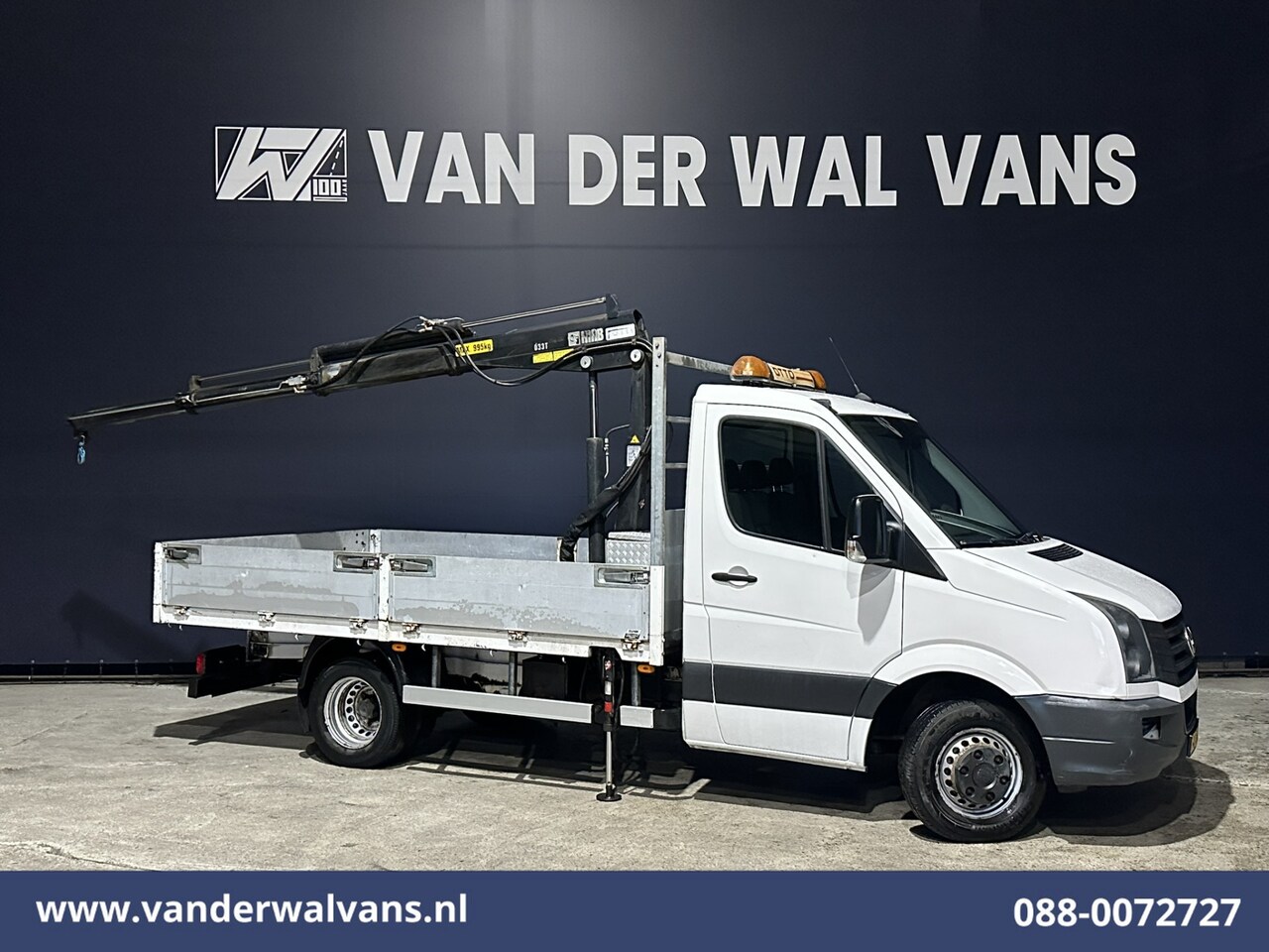 Volkswagen Crafter - 2.0 TDI Pick up Open Laadbak 1000kg KRAAN HIAB 033 Dubbel Lucht Airco | 3000kg Trekhaak | - AutoWereld.nl