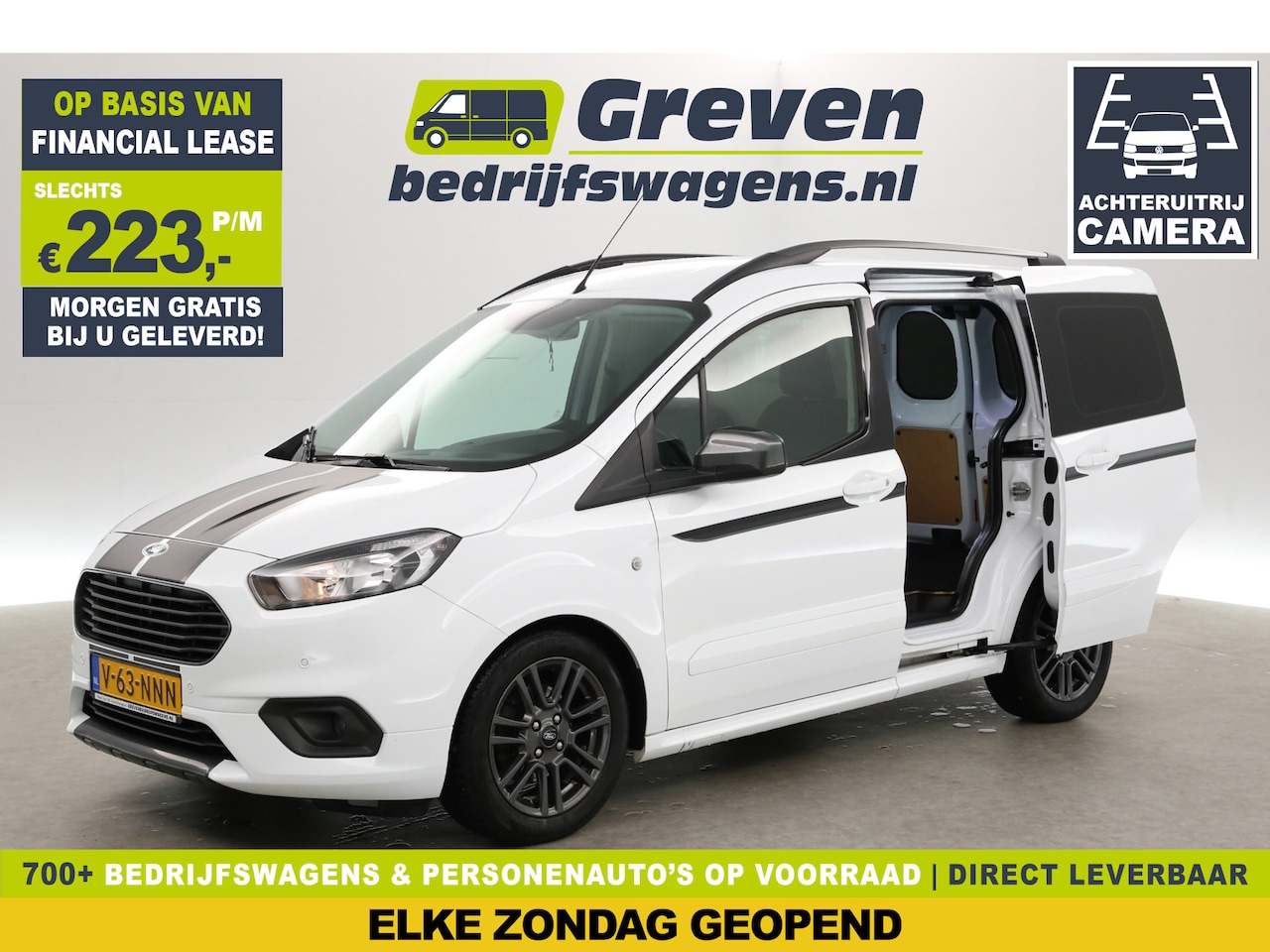 Ford Transit Courier - 1.5 TDCI Sport 100PK 6-bak | 2xSchuifdeur | Airco | Camera | Carplay | Striping | Stoelver - AutoWereld.nl