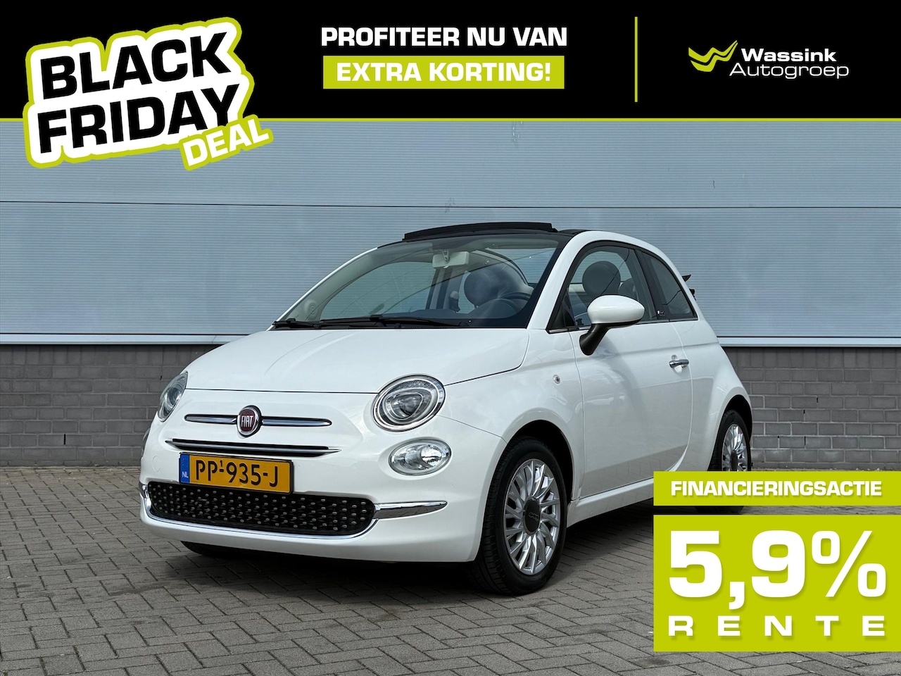 Fiat 500 C - BLACK FRIDAY DEAL | TwinAir Turbo 80pk Lounge | Cabrio | Cruise Control | Airco | U Connec - AutoWereld.nl