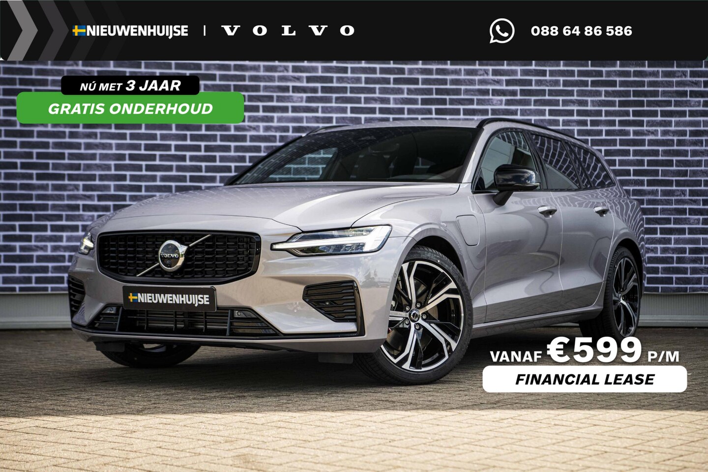 Volvo V60 - 2.0 T6 Plug-in hybrid AWD Plus Dark | Panoramadak | Head Up Display | Aurora Silver | Donk - AutoWereld.nl