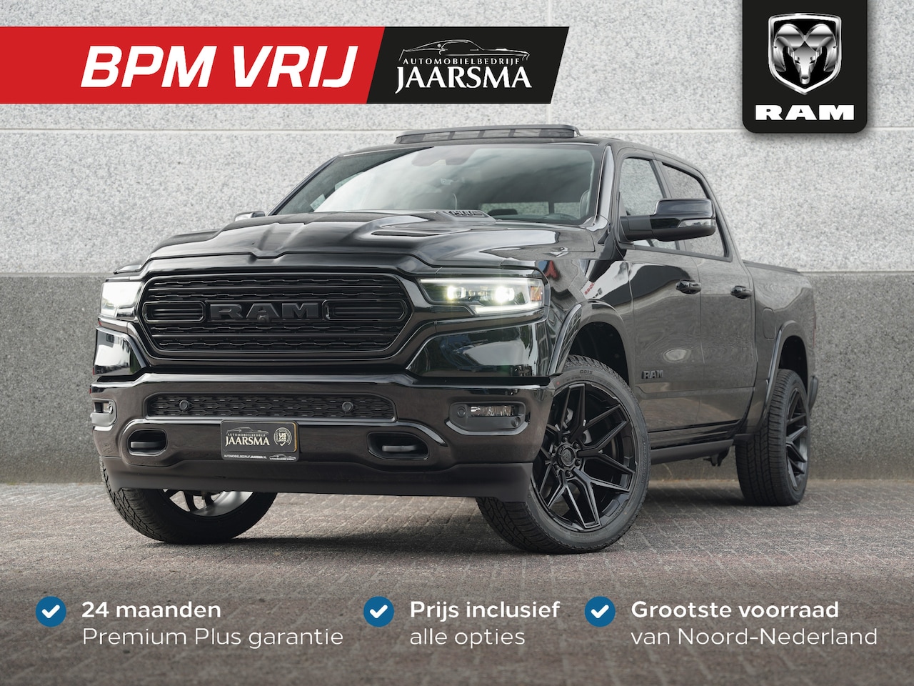 Dodge Ram 1500 - 5.7 V8 4x4 Crew Cab Limited Night Fuel velgen |Digitaal Cluster |Luchtvering |Head-up Disp - AutoWereld.nl