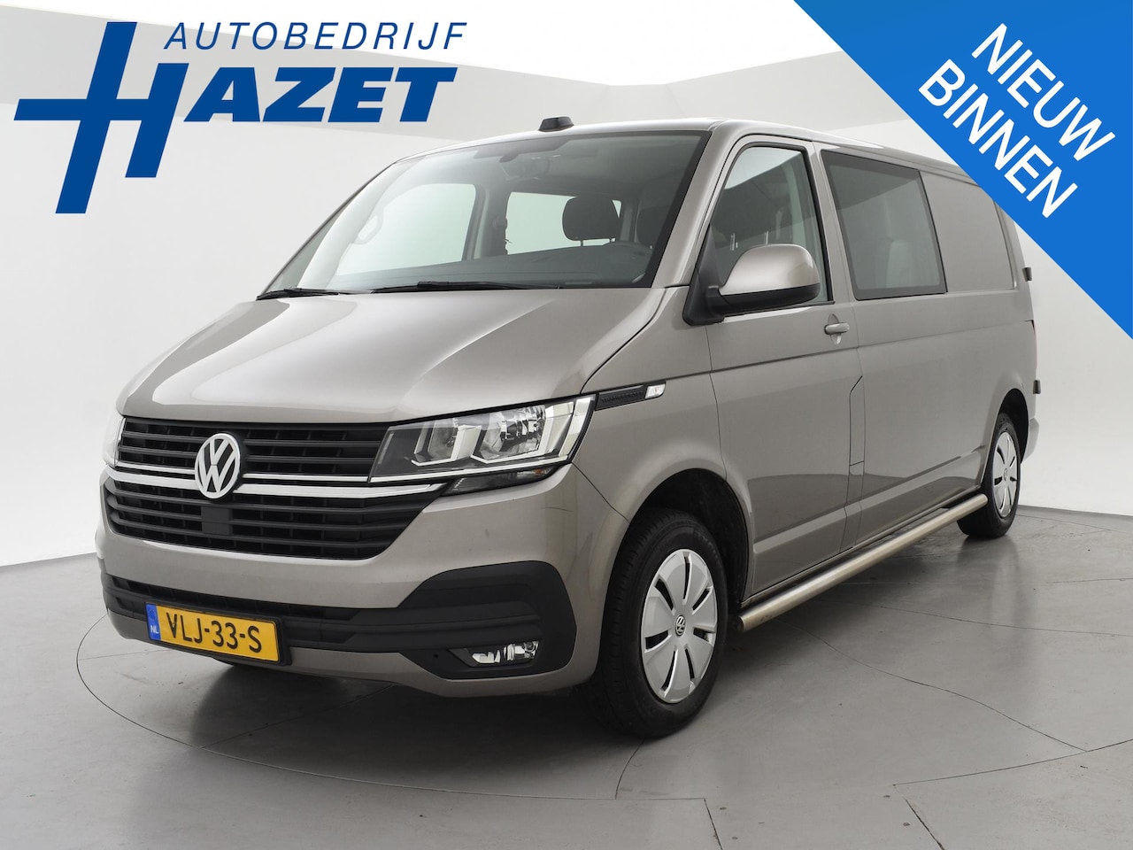 Volkswagen Transporter - T6.1 2.0 TDI 150 PK L2H1 DUBBEL CABINE + CARPLAY | TREKHAAK 2500 KG | MOJAVE BEIGE - AutoWereld.nl
