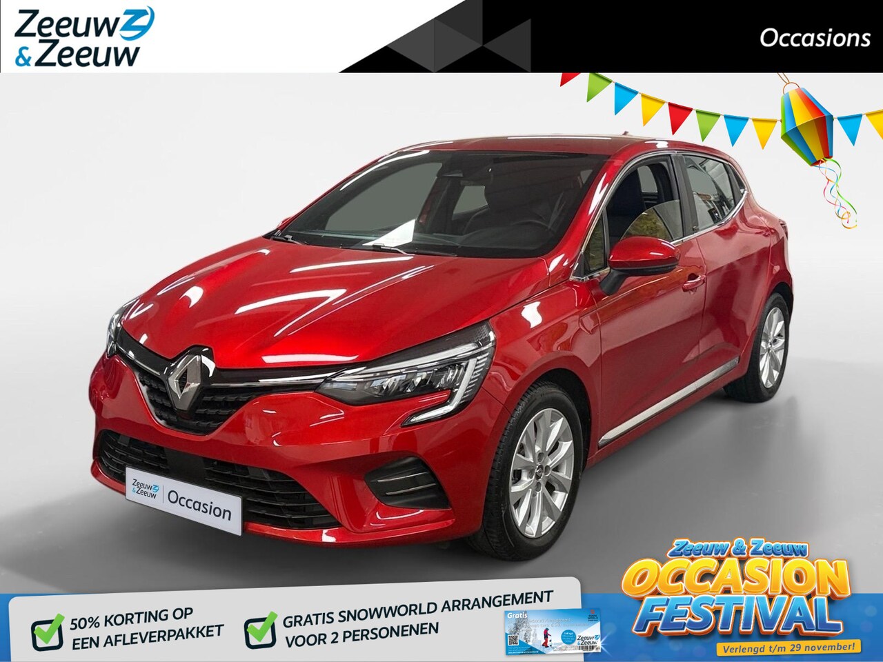 Renault Clio - 1.6 E-Tech Hybrid 140 Intens AUTOMAAT AIRCO CRUISE CONTROLE APPLE CARPLAY ANDROID AUTO PA - AutoWereld.nl