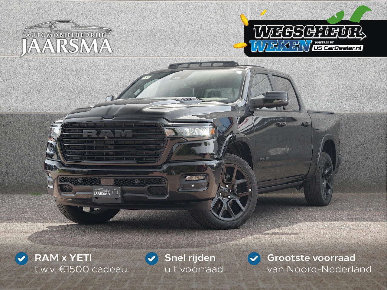 Dodge Ram 1500 - Laramie Night SST Hurricane 420pk |BPM vrij! |Passenger Display | INCL. Trekhaak, cover | - AutoWereld.nl