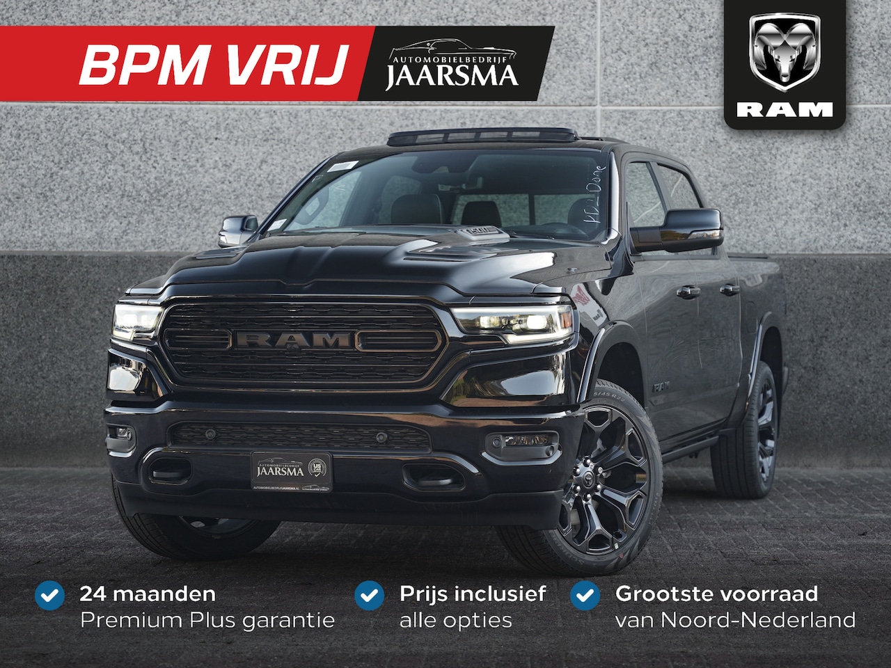 Dodge Ram 1500 - 5.7 V8 4x4 Crew Cab Limited Night |Digitaal Cluster |Luchtvering |Head-up Display |Rijklaa - AutoWereld.nl
