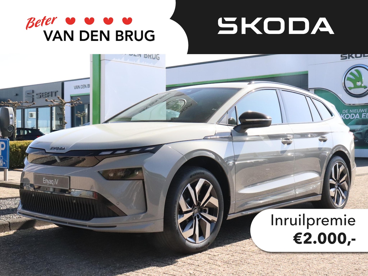 Skoda Enyaq iV - Sportline Elektromotor 210 kW / 286 PK SUV Elektri | LEVERING 2025 | Trekhaak | LED Matrix - AutoWereld.nl