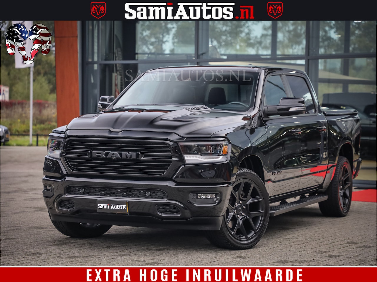 Dodge Ram 1500 - SPORT BLACK EDITION | 4X4 5.7 V8 | VOL OPTIES | 360 CAMERA | APPLE CARPLAY | 3500KG | 22IN - AutoWereld.nl