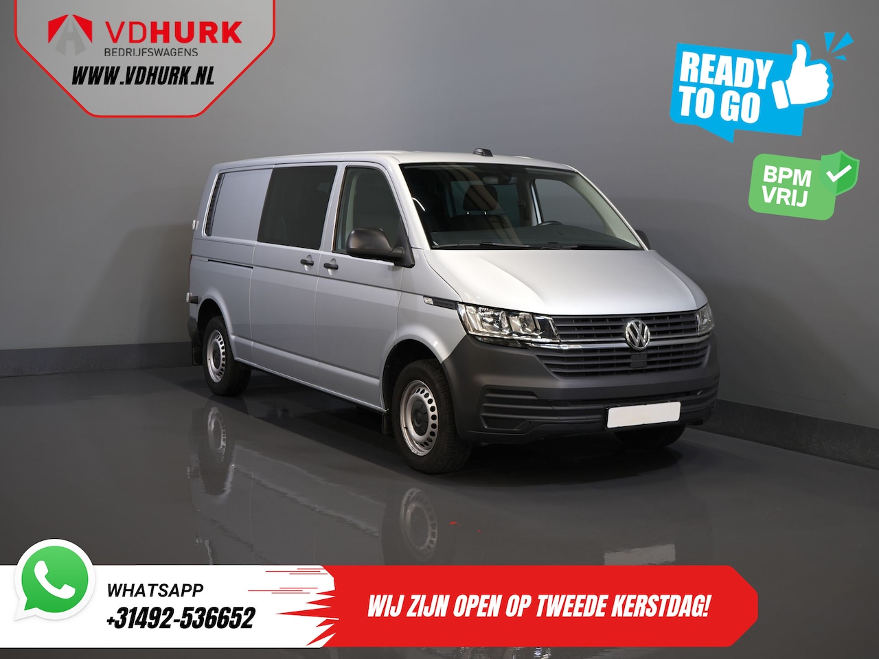 Volkswagen Transporter - T6.1 2.0 TDI 150 pk DSG Aut. L2 DC BPM VRIJ! Dubbel Cabine 6 Pers./ Lage KM!/ Adapt.Cruise - AutoWereld.nl