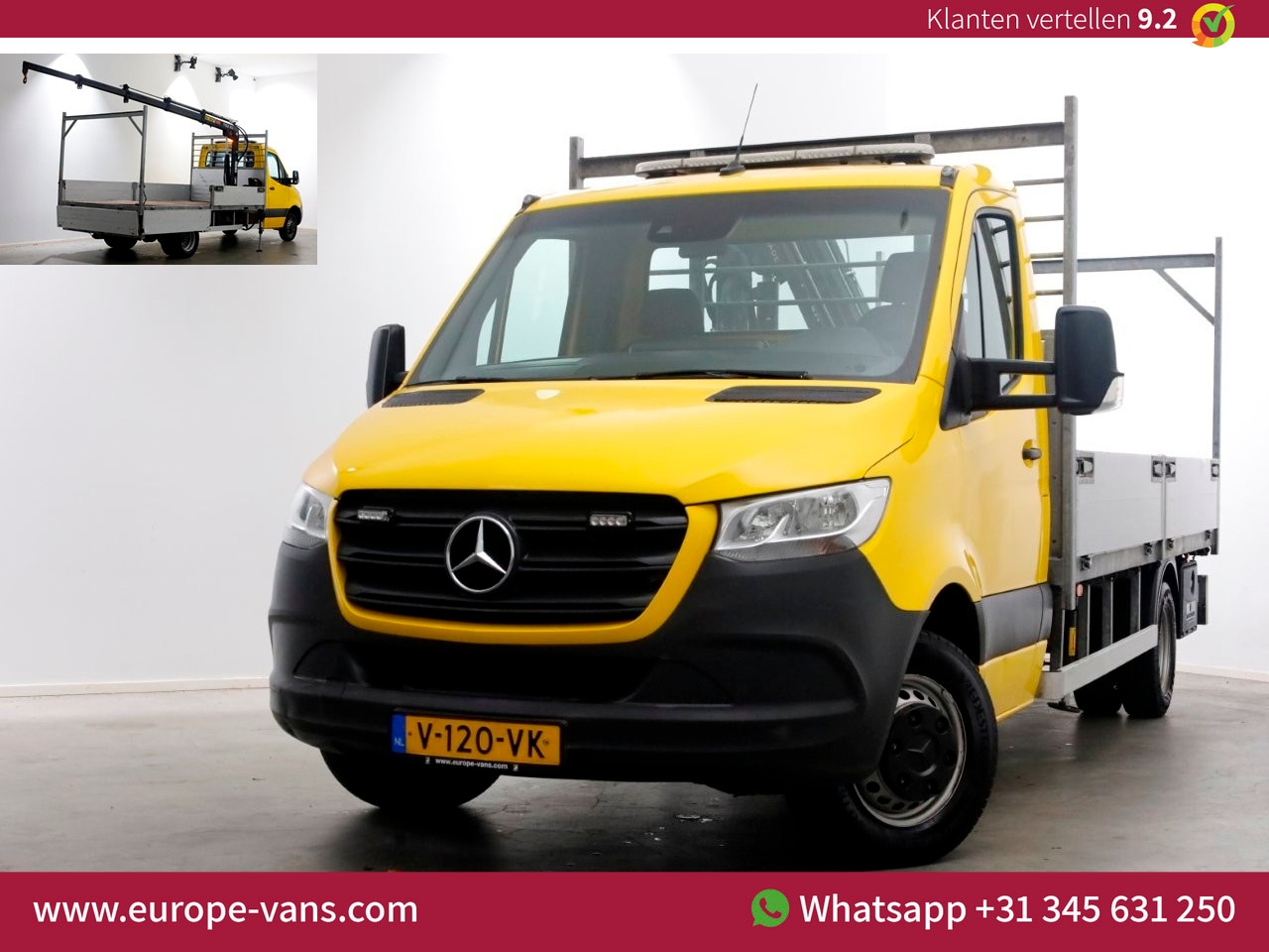 Mercedes-Benz Sprinter - 516 CDI 163pk E6 Open Laadbak+HIAB T-CLX 029 Kraan PTO/Trekhaak 3500kg 01-2019 - AutoWereld.nl