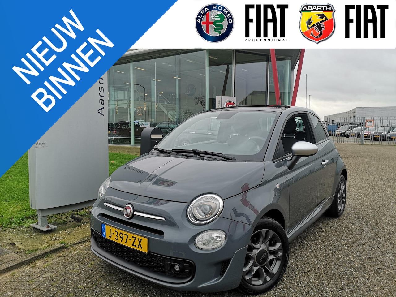 Fiat 500 - 1.0 Hybrid Rockstar | Sport | Carplay | Automatische airco | Parkeersensoren | Grigio Carr - AutoWereld.nl