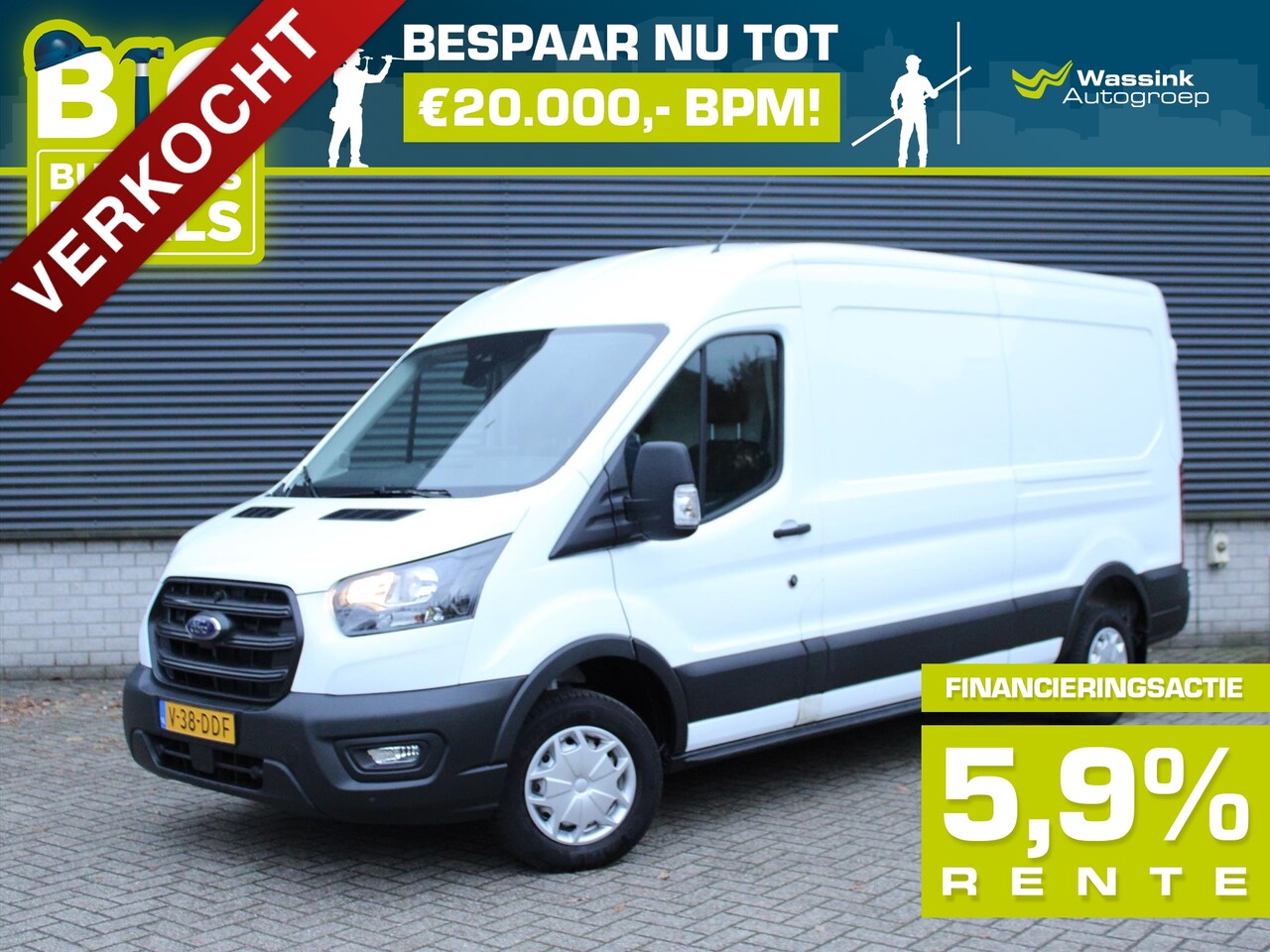 Ford Transit - GB 350 L3H2 TDCi 130pk FWD Trend | Cruise Control | Parkeersensoren Voor en Achter | Bluet - AutoWereld.nl