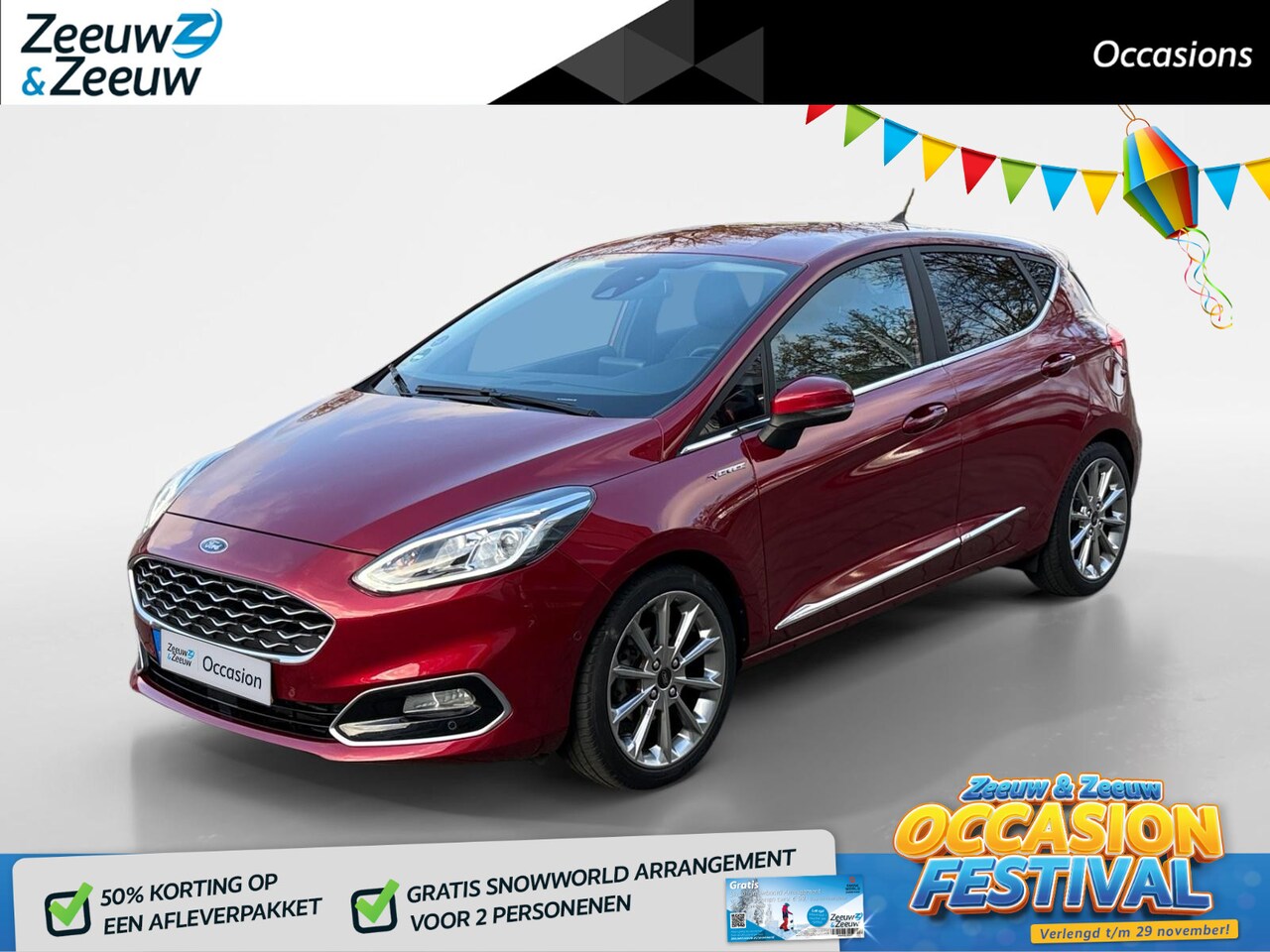 Ford Fiesta - 1.0 EcoBoost Hybrid Vignale | LEDER | NAVI | STOEL/STUUR VERWARMING | TREKHAAK | 1 JAAR GA - AutoWereld.nl