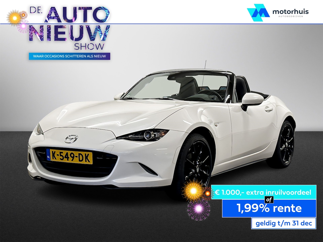 Mazda MX-5 - 1.5 SKYACTIV-G 132PK GT-M BLACK&WHITE NAVI FULL LED CAMERA LEDER PDC NL-AUTO NAP - AutoWereld.nl