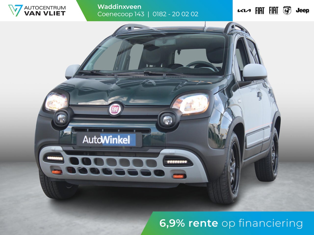 Fiat Panda - Hybrid Garmin Cross | Clima | Priv. glass | Dakrails | 5-Persoons | Apple Carplay | Verde - AutoWereld.nl