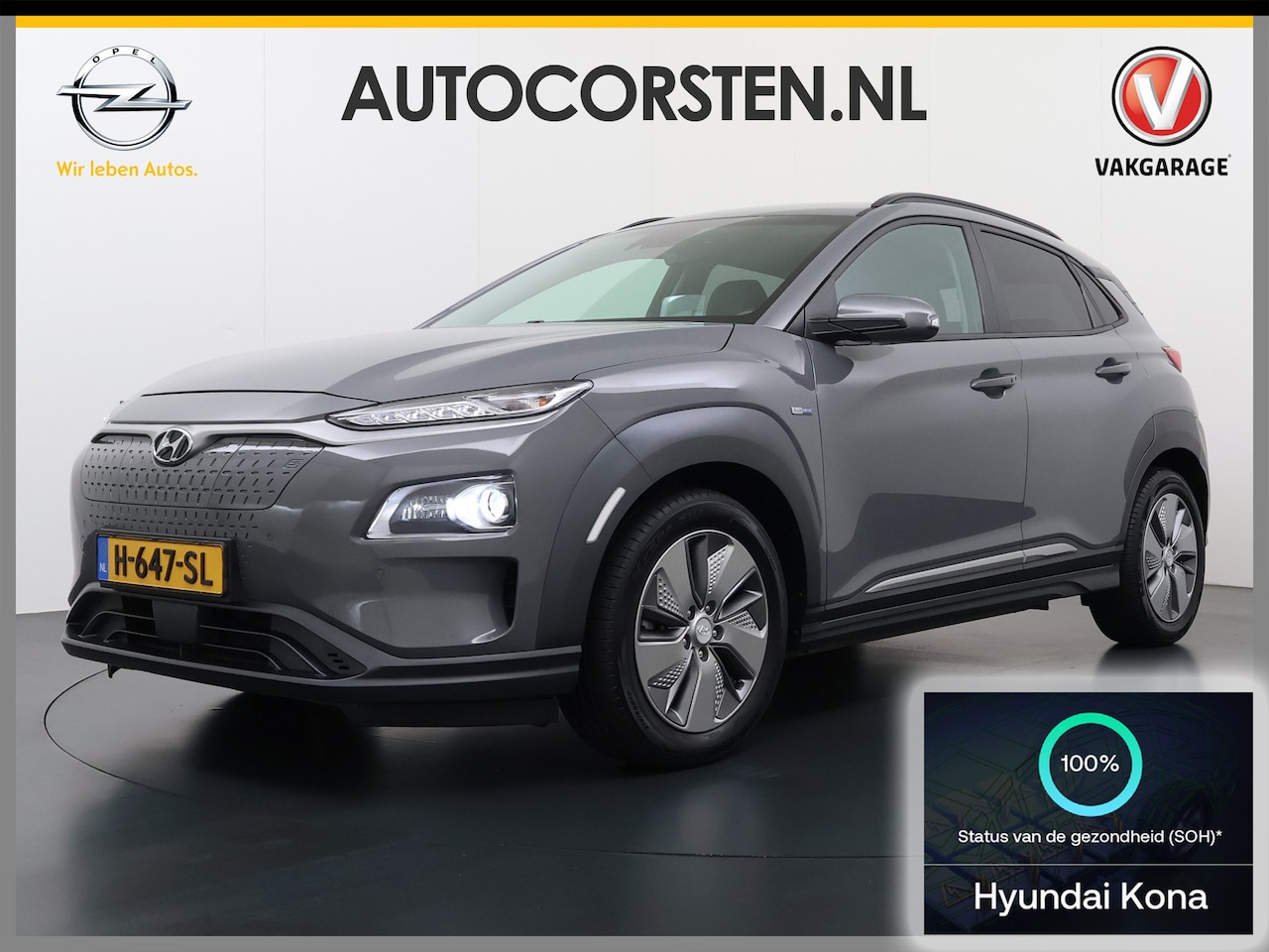 Hyundai Kona Electric - EV Premium 64kWh Leer SOH 100% Warmtepomp Krell®-Premium Audio Stoelverwarming+Koeling Cam - AutoWereld.nl