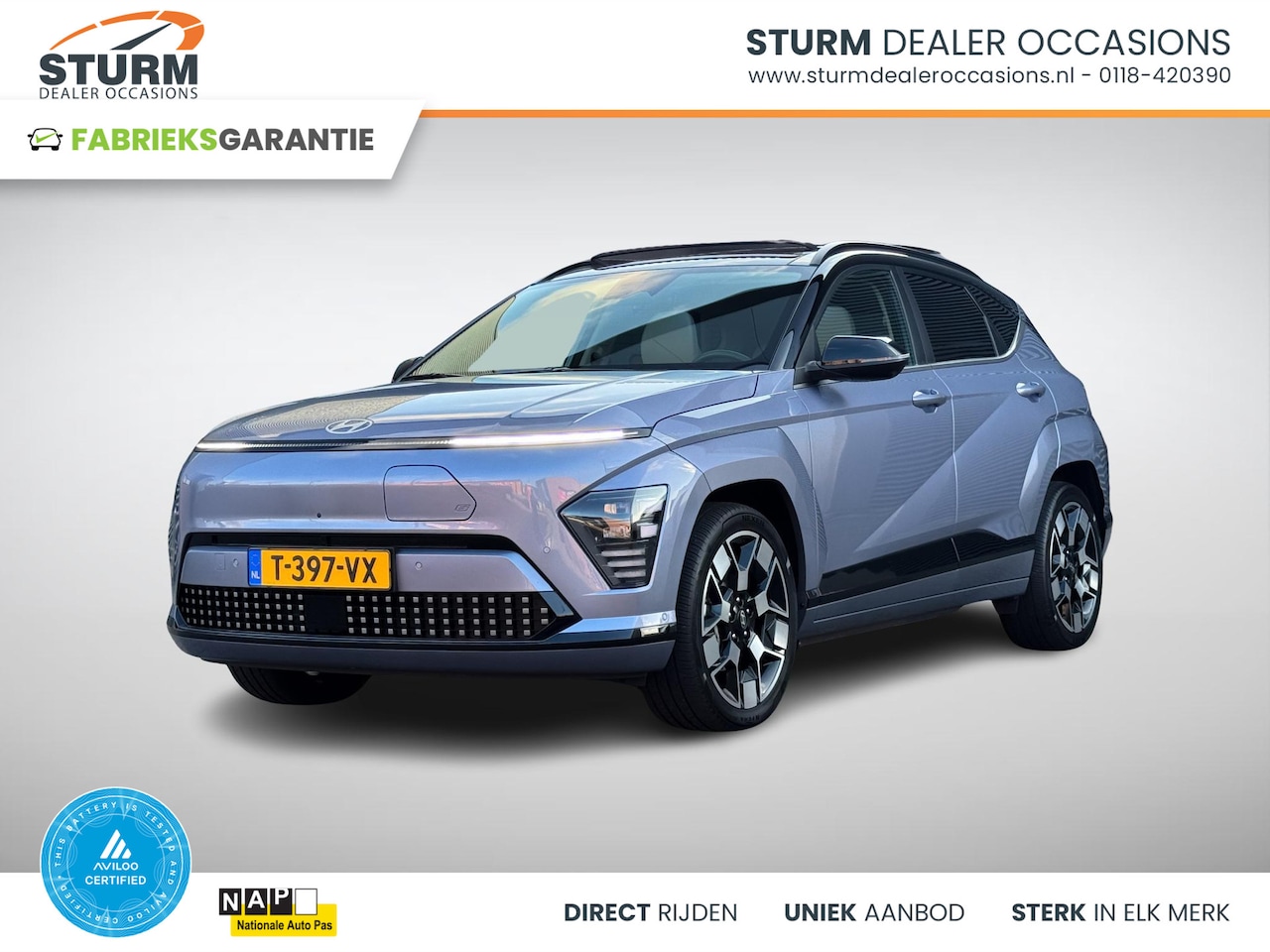 Hyundai Kona Electric - Premium Sky 65.4 kWh SoH 99% NL-Auto + 1e Eigenaar, Meest Luxe Uitvoering! - AutoWereld.nl
