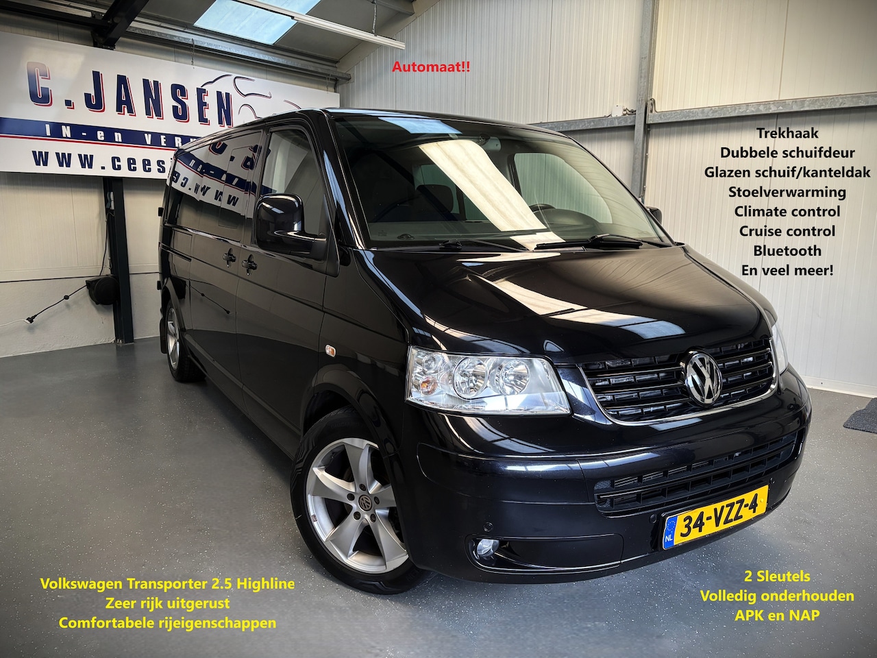 Volkswagen Transporter - 2.5 TDI 340 Highline DC Automaat! Volle auto! | 18" LM Velgen | Bluetooth | Navigatie - AutoWereld.nl