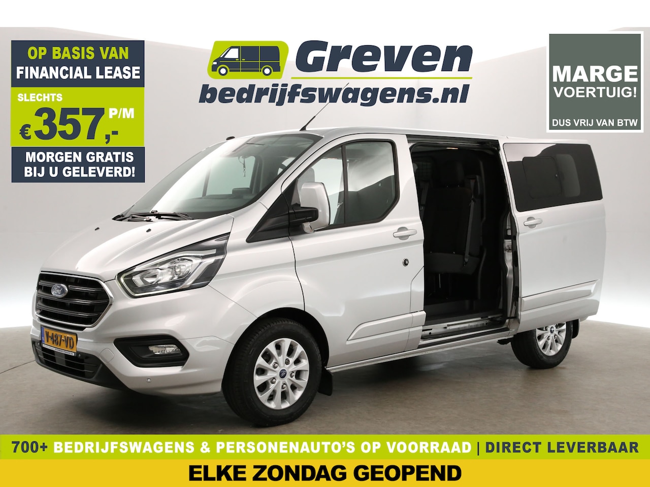 Ford Transit Custom - 300 2.0 TDCI L1H1 | MARGE | DC | Automaat | Airco | Cruise | Camera | Schuifdeur L+R | Car - AutoWereld.nl