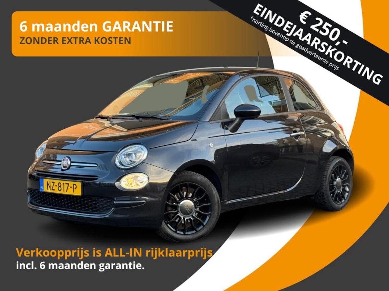 Fiat 500 - 0.9 TWINAIR TURBO 80PK BLACKSTAR AIRCO/LED/NL-AUTO - AutoWereld.nl