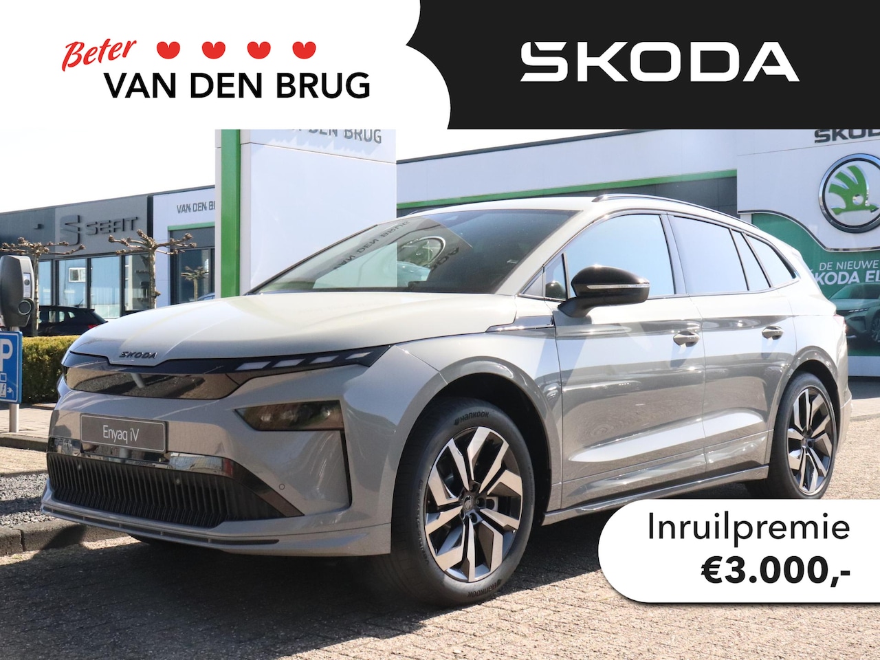 Skoda Enyaq iV - Sportline Elektromotor 210 kW / 286 PK SUV Elektri | LEVERING 2025 | Trekhaak | LED Matrix - AutoWereld.nl