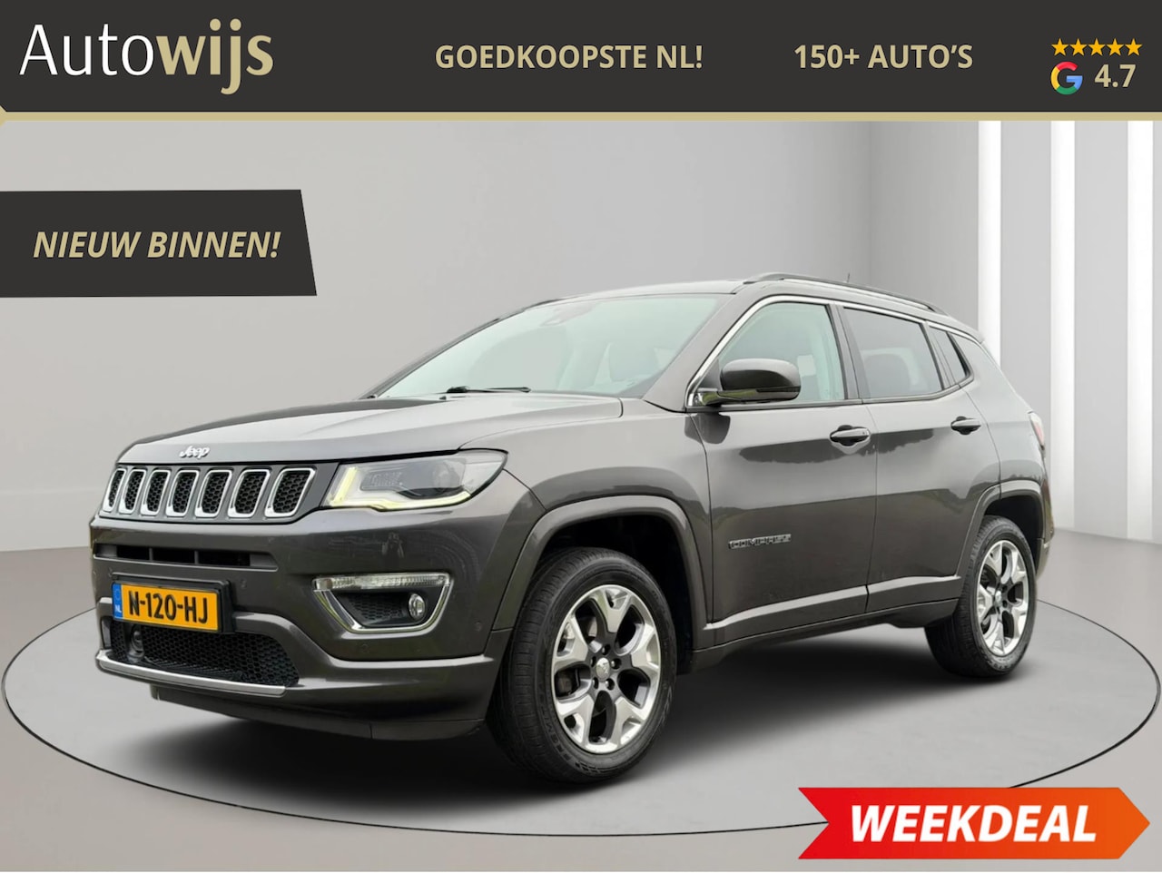 Jeep Compass - 1.4 MultiAir Limited 4x4|CAMERA|TREKHAAK|LED|AUT|NAVI - AutoWereld.nl