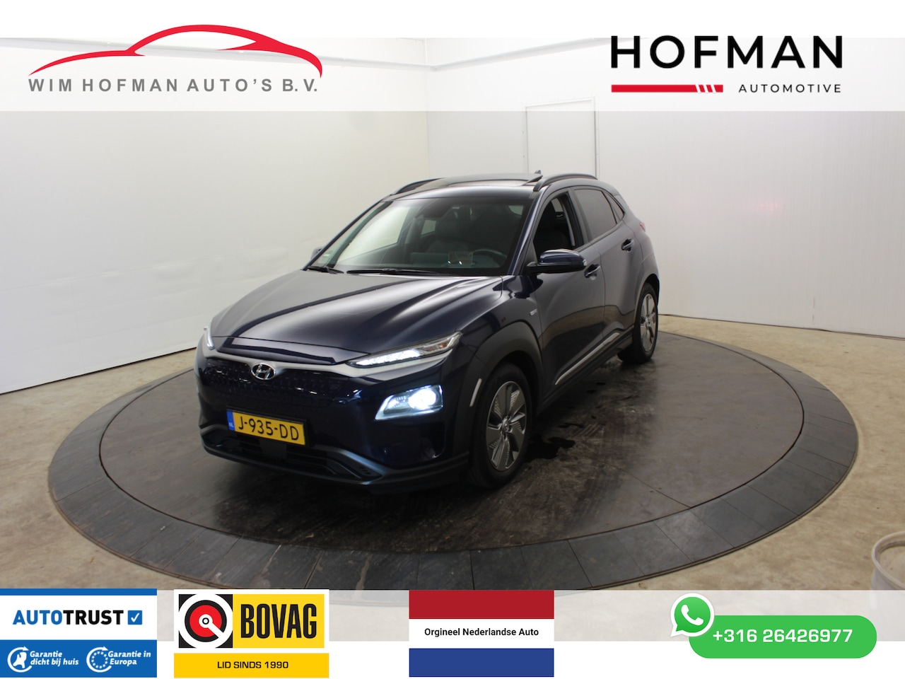 Hyundai Kona Electric - EV Premium 64 kWh 100% SOH Pano Cam Head-up Leder El-stoelen Winterpack - AutoWereld.nl