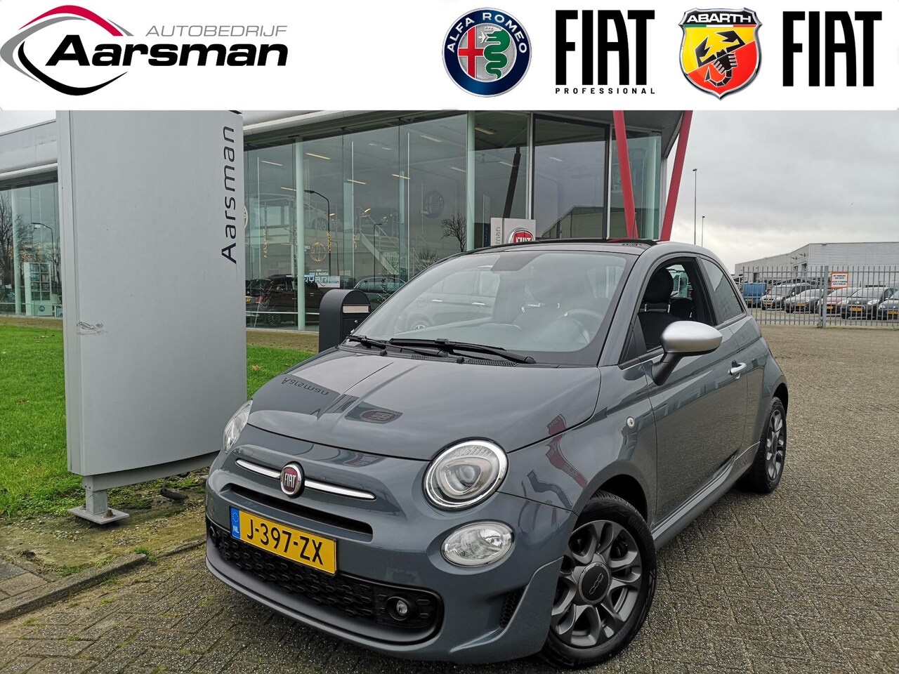 Fiat 500 - 1.0 Hybrid Rockstar | Sport | Carplay | Automatische airco | Parkeersensoren | Grigio Carr - AutoWereld.nl