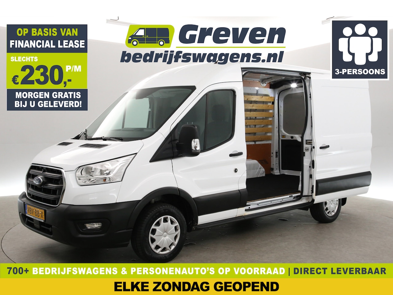 Ford Transit - 310 2.0 TDCI L2H2 | Airco | Cruise | 3-Zits | 2xSchuifdeur | Parkeersens. - AutoWereld.nl