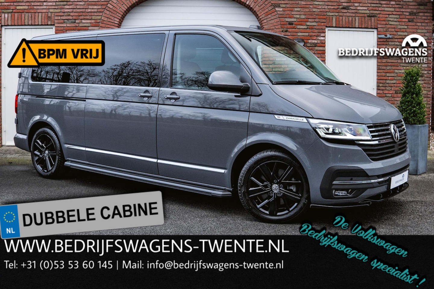 Volkswagen Transporter Caravelle - T6.1 2.0 TDI 204 PK DSG CARAVELLE L2H1 A-Deuren DUB/CAB ACC | LED | Leder | Bilstein B14 S - AutoWereld.nl