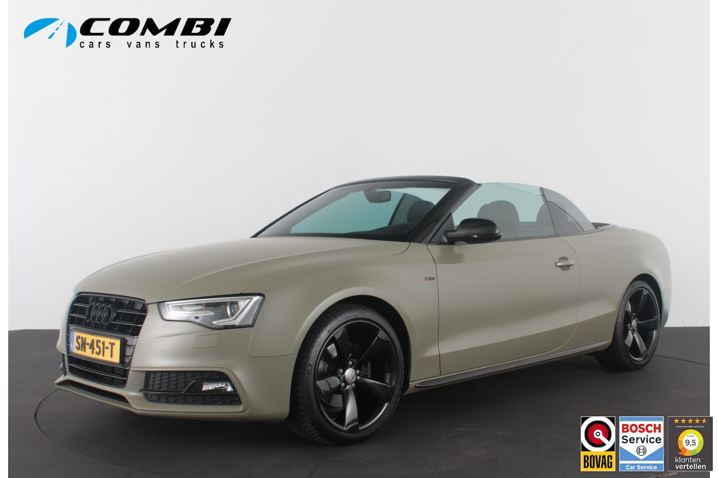 Audi A5 Cabriolet - 1.8 TFSI S line > 177pk/Cabrio/Dark Green&black/Sportstoelen verwarmbaar... - AutoWereld.nl