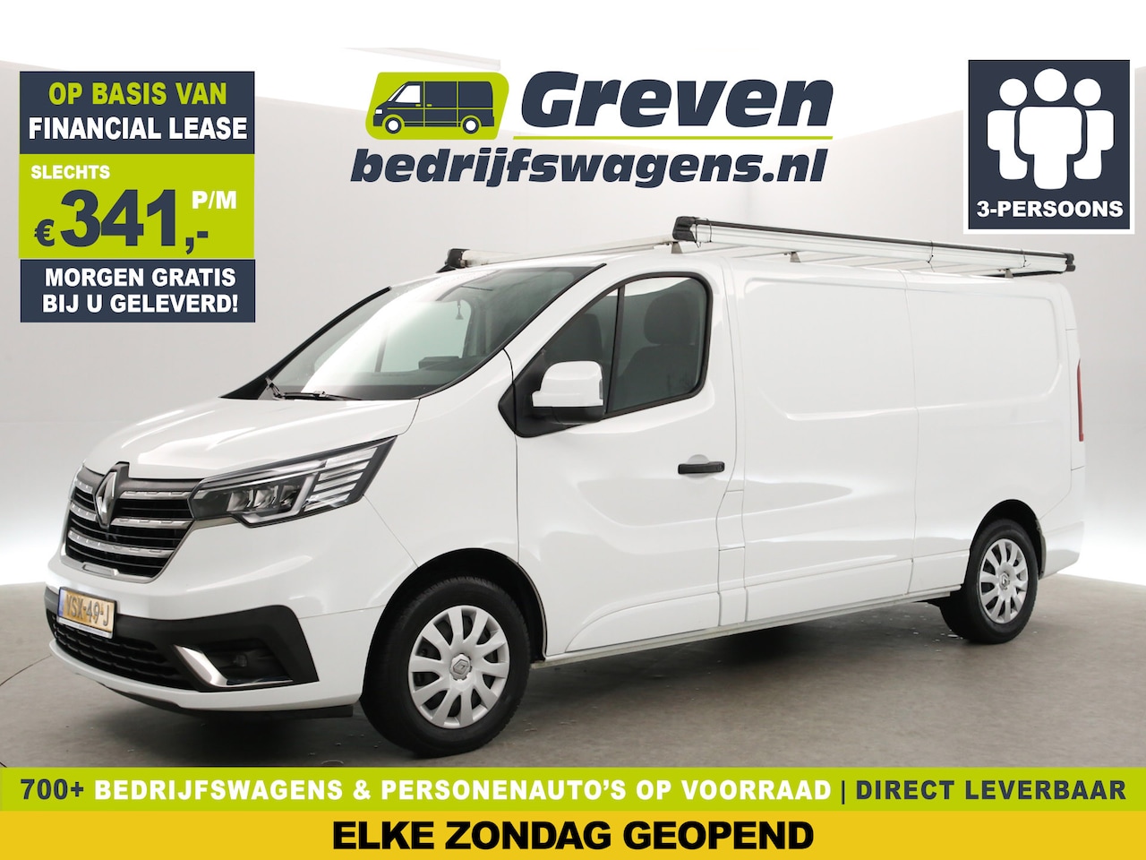 Renault Trafic - 2.0 dCi T30 L2H1 | Airco | Cruise | Carplay | 3-Zits | Trekh. | Imperiaal | Parkeersens. - AutoWereld.nl